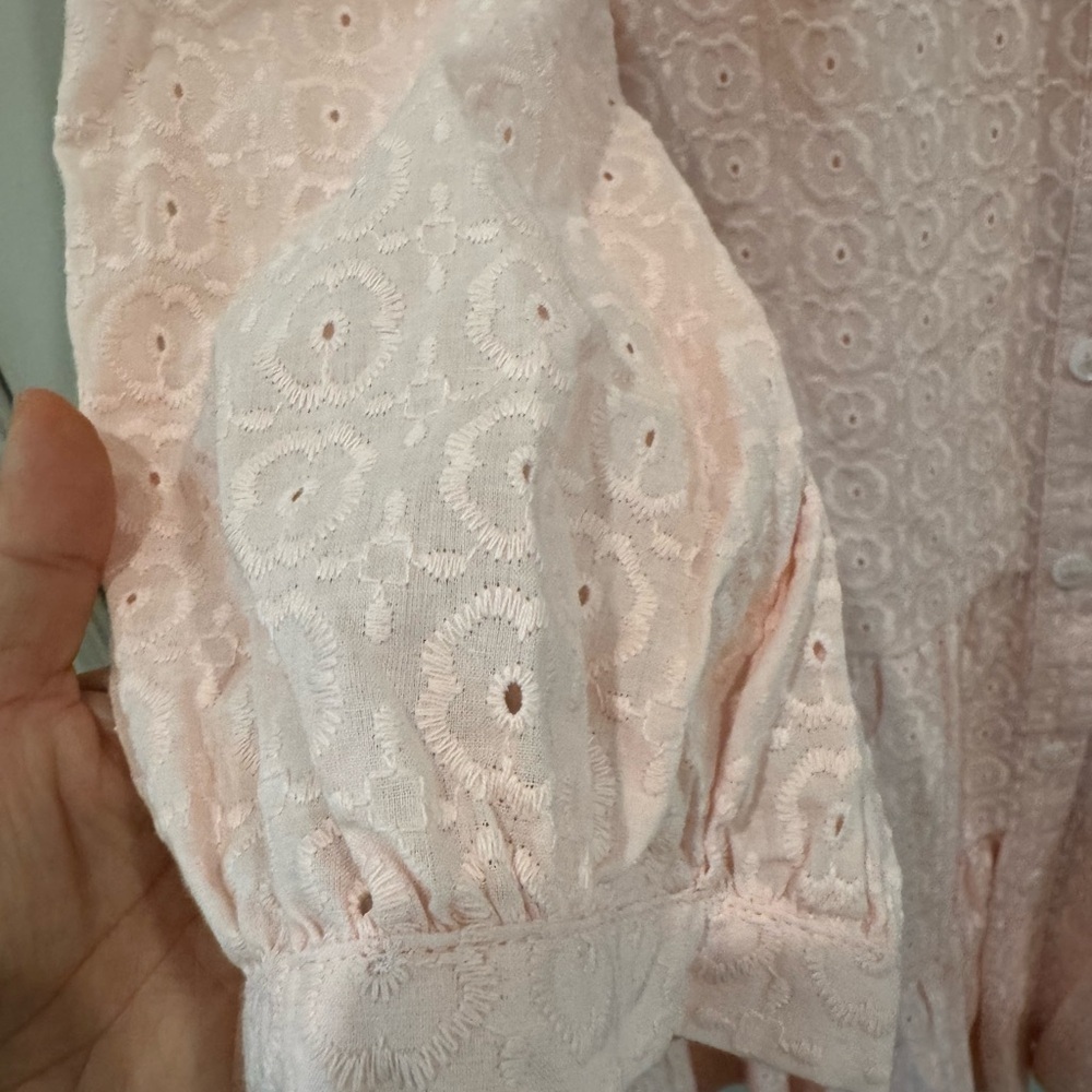 Tommy Hilfiger 3/4 sleeve button shift dress pink Eyelit mini dress size 14 $134 - Picture 7 of 11